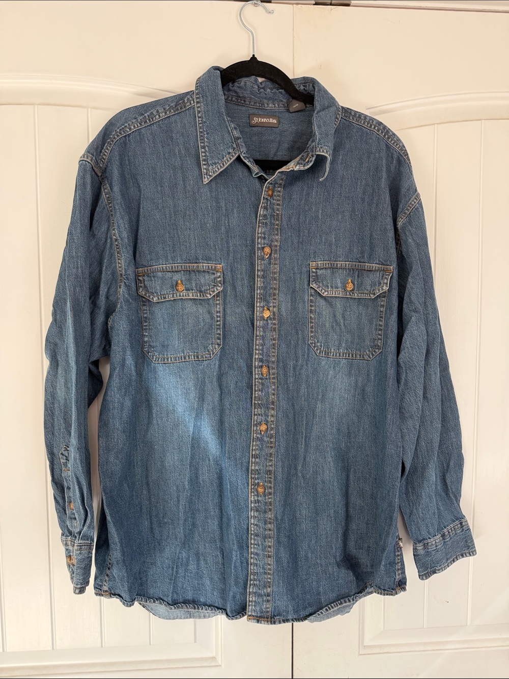 St. John's Bay Light Blue Denim Button-Down Shirt